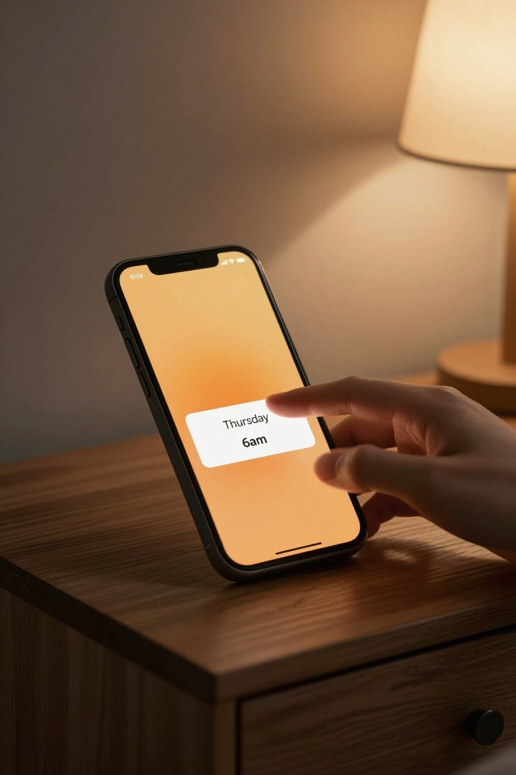 Phone on nightstand showing a waitlist notification: a spot opened up